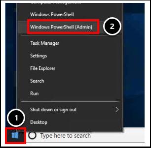 win10 - PowerShell(Admin) 실행 1. 바탕화면왼쪽하단의 Windows 아이콘을클릭합니다. 2.