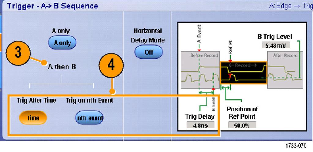 트리거 (Trig) > A 이벤트 ( 주 ) 트리거설정...(A Event (Main) Trigger Setup...) 을선택합니다. 2.