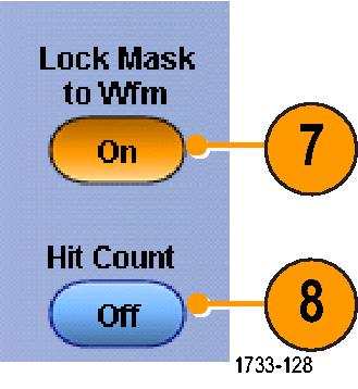 수평또는수직설정값에서마스크변경사항을추적하려면마스크를파형에잠금 (Lock Mask