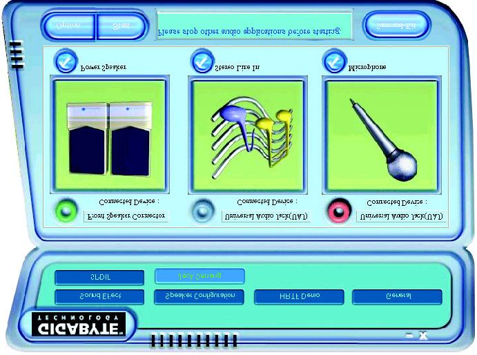 Jack-Sensing 에는 AUTO( 자동 ) 와 MANUAL( 수동 ) 부분으로되어있습니다. ( 다음그림은 Windows XP 에서의보기임.