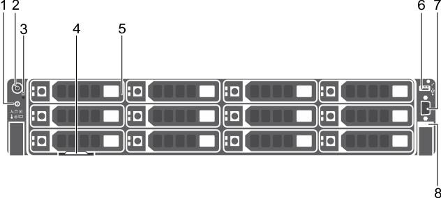 항목표시등, 단추또는커넥터아이콘설명 7 USB 커넥터 (2개) 시스템에 USB 드라이브를연결할수있습니다. 포트는 USB 3.0 규격입니다. 8 전체높이 PCIe 확장카드슬롯 (3 개 ) 전체높이 PCI Express 확장카드를최대 3 개연결할수있습니다.