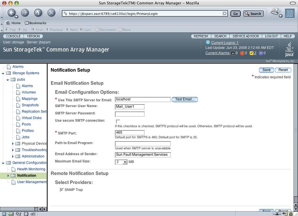 오류관리를위한알림설정 Sun StorageTek Common Array Manager 소프트웨어의오류관리기능으로어레이및저장소환경을모니터링하고진단할수있습니다. 또한다음을통해알림을제공할수있습니다.