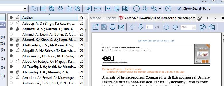 7. PDF Viewer EndNote Library 에저장된 PDF 원문파일을실행하여주석을달거나강조표시를달고, 저장후 검색할수있다. A.