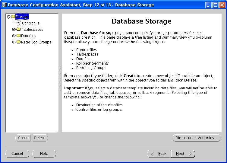 Database Storage Control file, data file, redo log