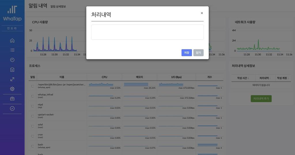 경고알림및인지 장애또는경고알림이발생한장비에대해담당자이를인지하고, 인지한경고등은 Acknowledge( 처리내역 )