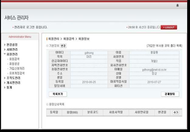 2. 제품특징 - 관리자이원화 C-ECM 관리자를정보보호관리자,