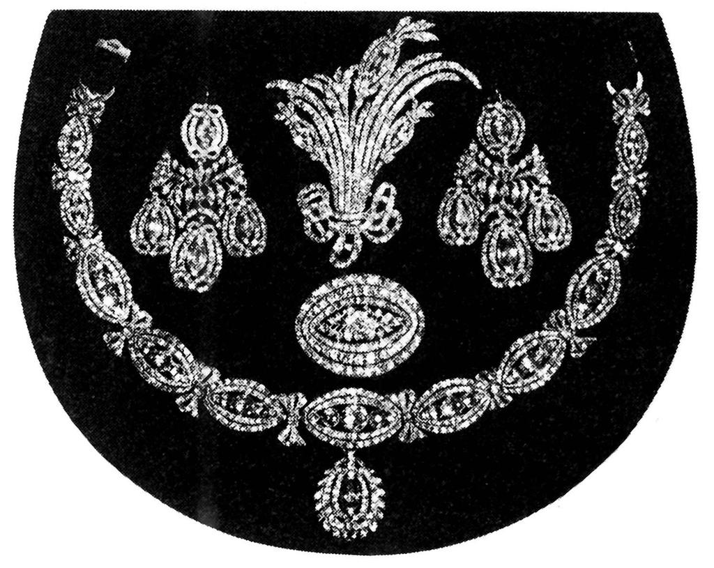 160 그림 에이그렛 1], 18C Costume jewelry in vogue, p.11 반면에 상류층에서는 공포정치 동안 죽음을 당한 사 람에 대한 애도를 상징하기위해 목에 검은 리본을 매었다9). 그림 은반지 장신구의 역사 3], 1793, p.