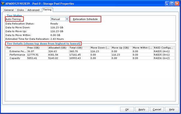 5 장 : VSPEX 구성지침 풀레벨에서 FAST VP 구성 1. 특정스토리지풀을선택하고 Properties를클릭하여 Storage Pool Properties 대화상자를엽니다.