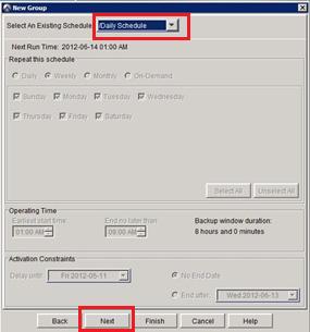 5 장 : VSPEX 구성지침 7. Select An Existing Schedule 목록에서스케줄을선택합니다.