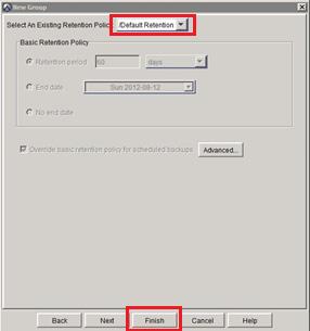 Select An Existing Retention Policy 목록에서보존정책을선택합니다. 그림 63.