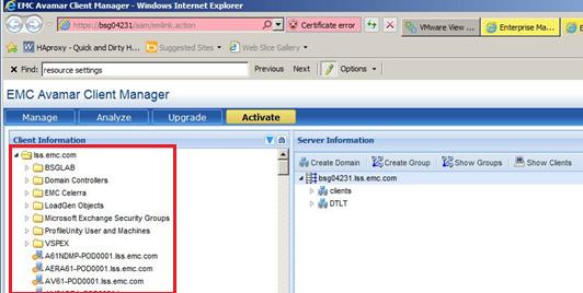 Manager 창왼쪽에 Active Directory 정보가나타납니다. 그림 69.