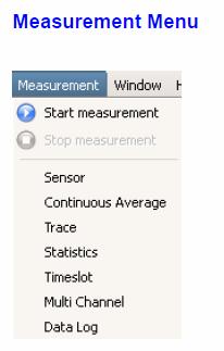 Sensor-> Zero sensor,.. 8. Sensor-> Self test,.. Sensor-> Scan for available sensors, 4 NRP-Z USB., (NRP-Z00). Measurement-> Start measurement.