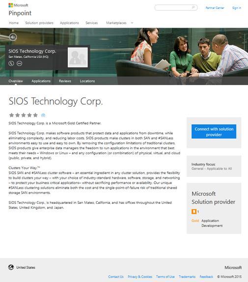 SIOS is Microsoft Gold Certified Partner of