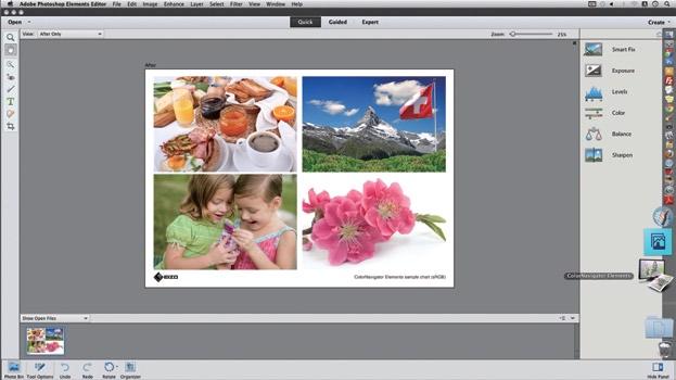 ColorNavigator Elements 상에사진을열어놓고사진을보면서스크린과프린트물이일치하도록조정합니다.