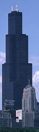 Sears Tower 위치 시카고, 미국 용도 - 업무시설, 상업시설 높이 ( 층 ) - 443m-안테나 527m (110) 구조-번들튜브 ( 하부9개, 상부2개 ) 1) Set Back - 설계레벨에서의풍하중과극한의풍하중모두고려 - 지진다발지역에유리 2) Belt Truss -29~31층, 64~66층,
