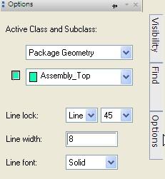 Control Panel의 Option창에서설정을한다. Class : Package Geometry Subclass : Assembly_top Line width : 8mil (0.