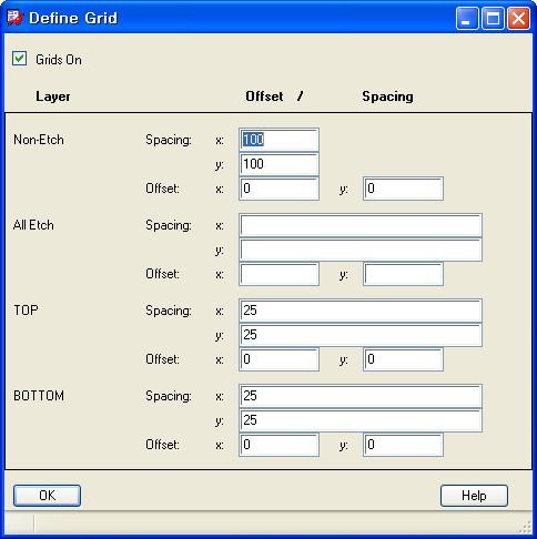 - Setup > Define Grid 를설정한다.