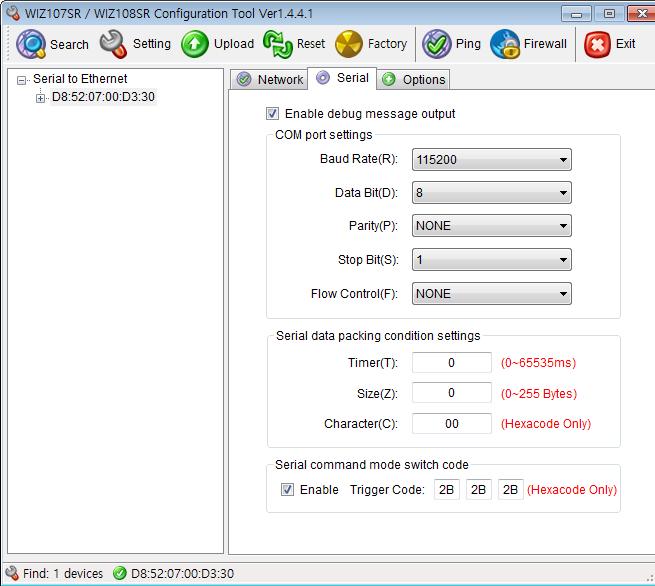 Serial Information Data Packing Condition Timer Size