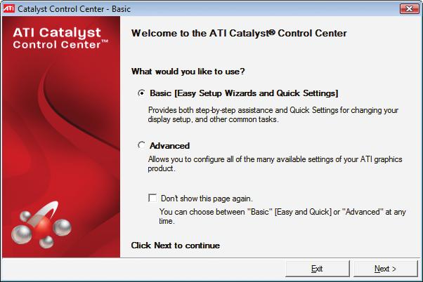 ATI Catalyst Control Center 기본보기 : 기본보기는 ATI Catalyst Control
