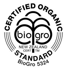 인증마크 ( 로고) 인증기관명 특징 인증기준 뉴질랜드의 비영리단체 최소 95% 이상의유기농성 (NZBPCC) 에서부여하는 분함유 Biogro 유기농인증으로, IFOAM 유전자조작성분금지 ( 뉴질랜드