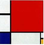 B-4 53. 다음은 몬드리안(Mondrian)의 구성 작품이다. 이 작품에서 돋보이는 조형 표현은? 62. 다음 중 컴퓨터 그래픽으로 3차원 물체에 색상, 음영, 질감을 입히는 작업으로 실제 제품에 상응하는 시뮬레이션 검토 시 사용되는 표현 기법으로 옳은 63.