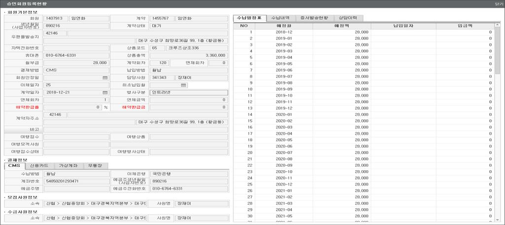 3 계약등록현황프로그램영업관리 > 계약관리 > 계약등록현황 CNTR_N_40100175 4.