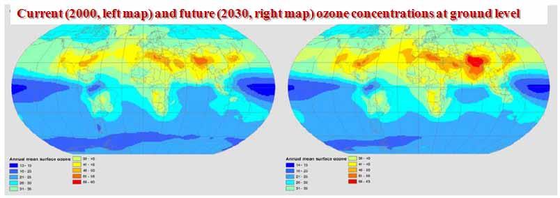 2010 이상기후특별보고서 [ 그림 3-15] 기후변화에따른오존농도변화 ; 좌