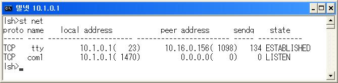 사용자가명령프롬프트에서 telnet [CSE-M3의 IP주소 ] 를입력하거나 Teraterm과같이 telnet client를지원하는프로그램을이용하여 CSE-M3에텔넷으로로그인됩니다. 이때다음과같은메시지가출력됩니다. 0.