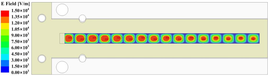 따라서 시뮬레이션을 통해 이러한 유전층이 배열 안테나 특성에 미치는 영향을 분석하였다. 또한 유 전층이 없는 경우(air)도 함께 시뮬레이션을 진행하여 비교 하였다. 상판 PCB는 유전율 2.2, 손실탄젠트 0.