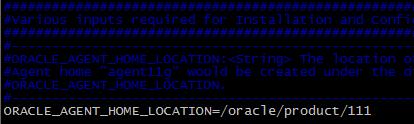 ORACLE_AGENT_HOME_LOCATION= 에 AGENT 설치위치를지정한다. 지정한위치에 /agent11g 디렉토리가생성됨으로별도의 agent 명칭은붙이지 않아도된다.