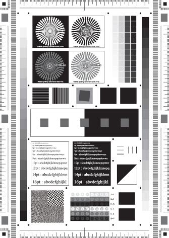 3.2 글자화질평가 평가에의한정성적수치의상관관계를통해검증된다. 3.2.1. 글자화질요소결정방법 (1) 화질요소의선정그림 3.21은글자화질평가를위해사용된실험패턴의예를나타낸것이며, 오프셋인쇄기로제작되었다. 이와같이제작된평가차트는스캔영상및복사영상의수집을위해사용되었다.