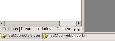 SQL Server Database Development Tools 3. Session Tab 에서원하는세션으로이동이가능합니다. 위에같은경우에는 db.sqlgate.com 에서 db.webbit.co.kr 서버로세션을옮긴 화면입니다.