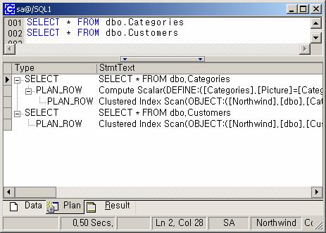 SQL Server Database Development Tools Explain Plan Explain Plan 기능은 SQL 의플랜을볼수있는기능입니다. 1.