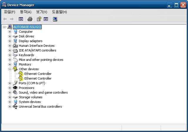 4.2.4 이더넷드라이버설치 윈도우의 [ 제어판 ]-[ 시스템 ] 을선택한후하드웨어탭선택하면 < 그림 4-14> 와같은화면이표시된다.