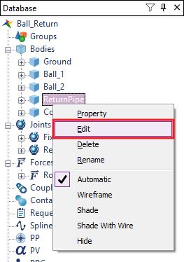 ReturnPipe 의 Contact Surface 생성하기 1. 다음의방법을이용하여 ReturnPipe Body 의 Edit 모드로진입합니다.