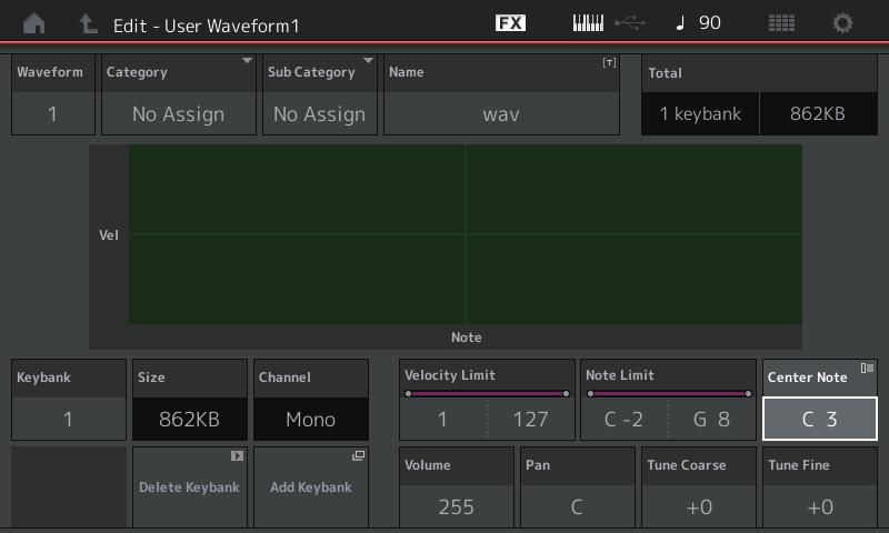 Part Edit( 편집 ) Element Edit( 요소 ) Osc/Tune( 오실레이터 / 튠 ) Edit Waveform Center Note 설정이추가되었습니다.