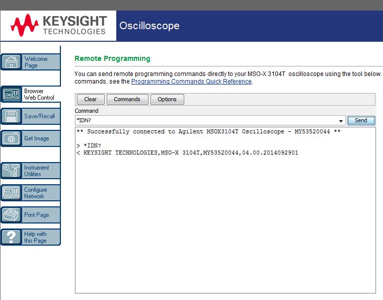 22 웹인터페이스 Keysight IO 라이브러리를사용한원격프로그래밍 SCPI 명령애플릿창에서원격프로그래밍명령을입력할수있는반면, 자동테스트및데이터수집의원격프로그래밍은일반적으로계측기의웹인터페이스와별개인 Keysight IO 라이브러리를사용하여실행됩니다.