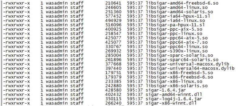 Sigar library 를로딩하지못하는경우 $WHATAP_HOME/lib1/*.so 파일에실행권한이부여되어있는지확인합니다. 미부여시에는하기명령을통해실행권한을부여합니다. $ sudo chmod +x *.