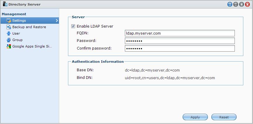 Synology NAS 사용자가이드 Windows 도메인가입 도메인탭을클릭하고도메인이름과 DNS 서버 ( 옵션 ) 를입력하여 Synology NAS 를 Windows ADS 도메인에가입합니다. 나타나는창에도메인서버관리자의사용자이름과패스워드를입력합니다.
