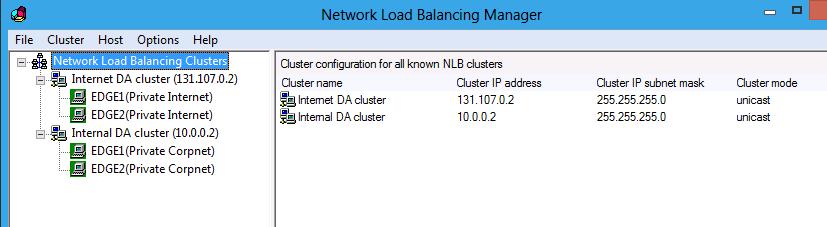 위 NLB Manager 를확인해보면, 앞서 DirectAccess 서버에서 Load Balancing 를활성화하게되면, 위와같이