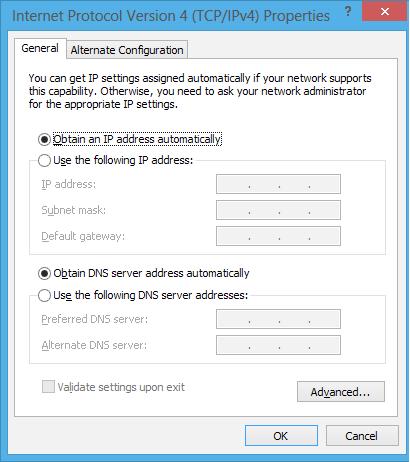 Obtain an IP address automatically (IP 주소자동획득 ) 를탭핑한다음