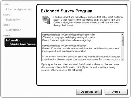 8 For Windows, when the Extended Survey Program screen appears, confirm it. If you can agree, click Agree.