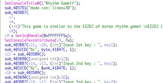 CODEGATE 2013 BINARY300 STEP 2 게임은그만하고리버싱을해봅시다 0x402D10 에서 input key 5 개와난이도 1~3