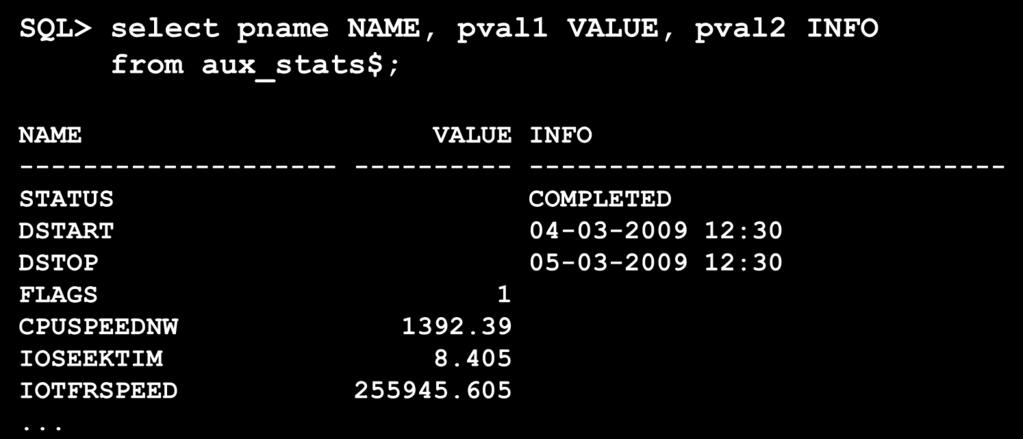Post Upgrade Create system statistics during a regular workload period - otherwise non-appropriate values for the CBO will be used: SQL> exec DBMS_STATS.GATHER_SYSTEM_STATS('start');.