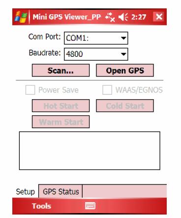 12. Mini GPS viewer 실행하기 1. 다음의 Window는 Mini GPS Viewer_PPC ( 그림 1.