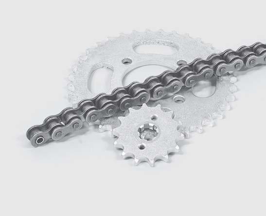 Chain & Sprocket 5 MS (Motorcycle drive chain) Non O-rign Type O-rign Type Chain No. Plate Pin mm inch W Dr T t H h D L CL G mm KN(kgf) MS 42 12.7.5 6.35 7.77 1.5 1.5 12. 1.4 3.97 14.85 16.3 8.