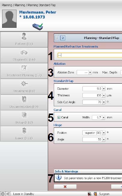 < 치료자료창 - 표준 > (4) 사용자설정치료자료 (Custom Treatment Data)" 입력 - Custom" 모드를선택하면 Standard" 치료방법들과미미하게다른 절편크기 (Flap Size)" 값들이입력혹은수정될수있다.