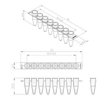 2 ml Opaque White PCR 8-Tube Strip, 250 strips 3111-50 300,000 Low Profile PCR 8-Tube Strip, 0.2 ml 0.