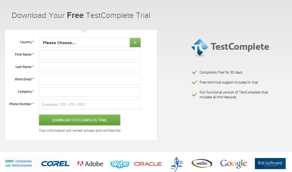 Trial Version TestComplete 모든기능을 30 일간무료로사용해보실수있습니다. http://www2.